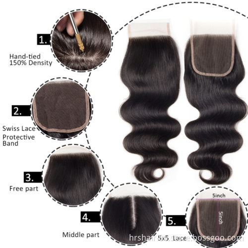 vendor stock cuticle aligned Vietnamese human hair golden body wave 5x5 closure